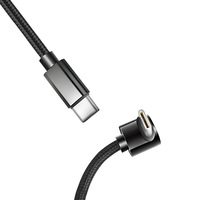Kabel isi daya game nilon kepang USB-C 90 derajat ke USB-C 25cm/0,82 kaki 60W PD pengisian daya Cepat dan Transfer Data untuk printer