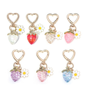 Dễ thương dâu tây hướng dương trái tim <span class=keywords><strong>Keychain</strong></span> Túi xe <span class=keywords><strong>Keyring</strong></span> cho túi Mặt dây chuyền móc chìa khóa - Product Image 1