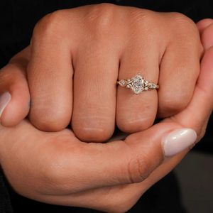 factory custom wholesale price 14K Gold Plated Marquise Cut Engagement Ring for Women, Wedding Promise Cubic Zirconia CZ Band - Product Image 5