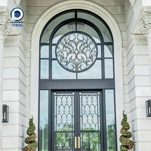Puerta de Entrada Doble de Hierro Forjado para Villa o Apartamento, Personalizada, con Vidrio - Product Image 1