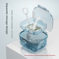 Boîte de rangement portable à trois niveaux pour aligneurs et gouttières orthodontiques invisibles, avec compartiments superposés et couche de drainage