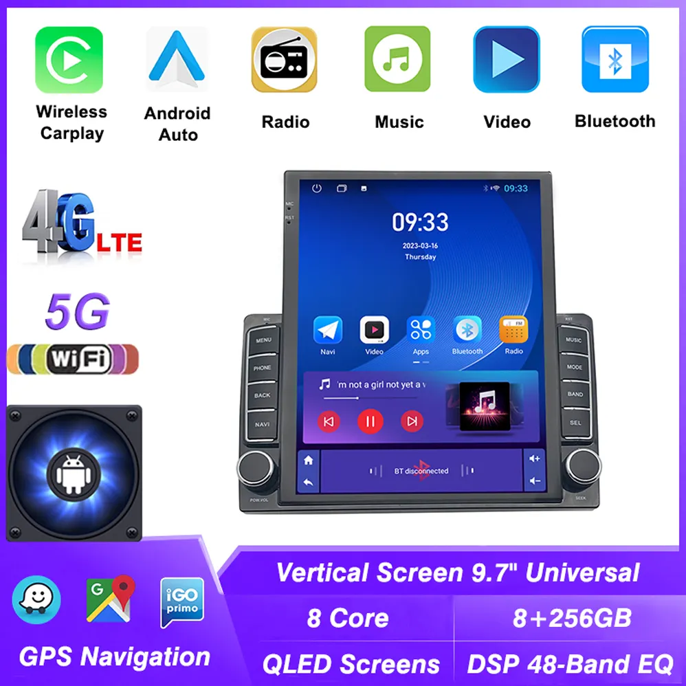 9,7 "estilo Vertical Tesla pantalla Android coche radio universal navegación GPS reproductor Multimedia WiFi 4G carplay Android auto
