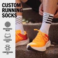 Chaussettes de course à compression avec logo personnalisé, chaussettes athlétiques mi-mollet, chaussettes de sport rayées en coton pour marathon, fitness, OEM, ODM