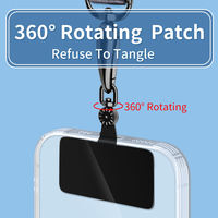 Lanière pour Téléphone Portable avec Patch, Attache Rotative, Plaquette Transparente en TPU, Accessoire Cellulaire et Housse Chaîne