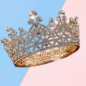 Nouveau luxe diamant cercle grands diadèmes coronas rétro strass Pageant reconstitution historique couronne Spot anniversaire gâteau décoration pour les reines - Product Image 2