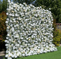 Panneaux muraux en fleurs artificielles FW1007 en soie blanche 2,4x2,4m pour mariage et Saint-Valentin, toile de fond pour photomaton, faits à la main