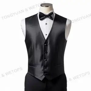 2023 Mais recente Design V Neck Malha Magro Botão Formal Business Wedding Dress Tuxedo Colete Plus Size Suit Coletes Para Homens