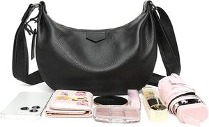 Genuine <b>Leather</b> Crossbody Bag for Women <b>Soft</b> Pebble Shoulder <b>Purse</b> Medium Handbag with Buckle Closure All Seasons Casual Style - Product Image 5