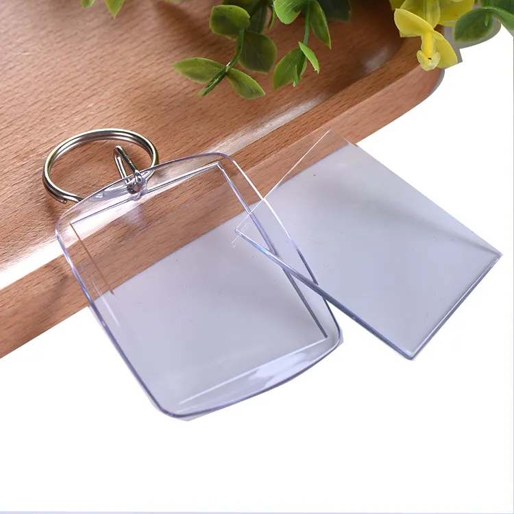 Personalizzabile 2.5 acrilico portachiavi set vuoti plastica acrilico carta fotografica cornice portachiavi decor portachiavi con nappe