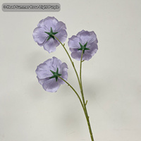 Lot de 3 tiges de roses artificielles bleu lilas clair, branche de fleur artificielle pour décoration de centre de table de salon