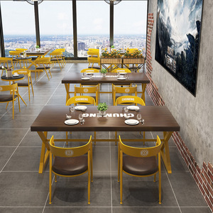 Tables et chaises <span class=keywords><strong>de</strong></span> <span class=keywords><strong>bar</strong></span> pour restaurant <span class=keywords><strong>de</strong></span> style industriel Hot Pot commercial rétro - Product Image 4