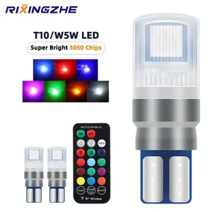 T10 RGB Led 194 168 W5W 5050 SMD Com Controle Remoto CANbus Car Dome Reading Light Automóveis Wedge Lamp Clearance Lights