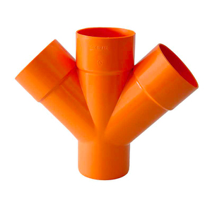 Double dérivation de PVC à 45 ° 100 JIS Standard PN16 Raccords de PVC-U en CPVC pour l'approvisionnement en eau chimique Coulée soudée en caoutchouc de 20mm - Product Image 2