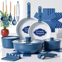 Ensemble de casseroles en céramique Smartpan 21 pièces pour usage domestique moderne, poignées amovibles, compatible induction, passe au lave-vaisselle et au four