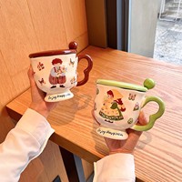 Tasse en céramique JM style coréen, grande capacité, mignonne, pour café, lait, flocons d'avoine, idéale pour les anniversaires