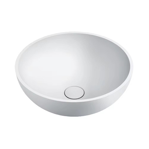 Lavabo Redondo de Superficie Sólida de Resina Artificial de Lujo Tradicional con Desagüe, Capacidad de 9L, Lavamanos para Baño - Product Image 1