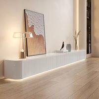 Meuble TV en bois gris de style moderne avec présentoirs Table TV murale de luxe Console multimédia de luxe Meubles de maison Ensembles de salon