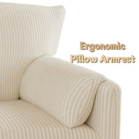 Chaise d'appoint en velours côtelé blanc chaise de lecture surdimensionnée confortable fauteuil de salon rembourré doux canapé simple chaise pour chambre