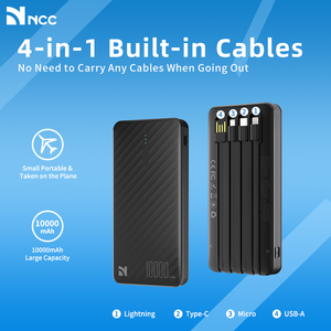 NCC DY-0802 Banco de energía de 10000 mAh y 10 W con cable, negro - Product Image 3