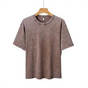 เสื้อยืดโอเวอร์ไซส์สไตล์วินเทจ คอโอ ทรงลำลอง ผ้าฝ้าย 100% ล้างสีแบบแอซิดวอช สำหรับผู้ชาย สไตล์ฮิปฮอป สตรีทแวร์ ใส่ได้ในฤดูร้อน - Product Image 1