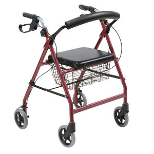 Medical Rollator Walker Ruedas de 6 pulgadas Marco de acero duradero Peso ligero Soportes modernos Asiento plegable de 350 libras Muebles para personas mayores - Product Image 5