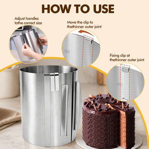 Moderno Anello per Torte in <span class=keywords><strong>Acciaio</strong></span> Inox Regolabile Extra Alto 7,87 Pollici per Pasticceria e Dessert - Product Image 3