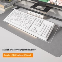 Support de clavier en acrylique : support flottant surélevé, accessoire de bureau haute transparence, support inclinable pour claviers de bureau