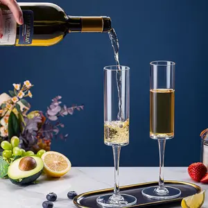 Copas de vino de cristal de plástico transparente irrompible para aniversario de boda, copas de vino altas de cristal de tallo brillante a granel