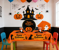 Ensemble de vaisselle jetable pour Halloween, fournitures de dîner pour les fêtes d'Halloween, ensemble de table jetable à thème citrouille, fournitures de fête