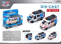 Escala 1:32 aleación Diecast ciudad coche juguetes tirar hacia atrás ambulancia juguetes apertura puerta Metal coche modelo vehículo