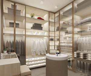 Armoire modulaire avec porte en verre SANTOPOVA avec éclairage intégré et design de rangement à étagères ouvertes - Product Image 3