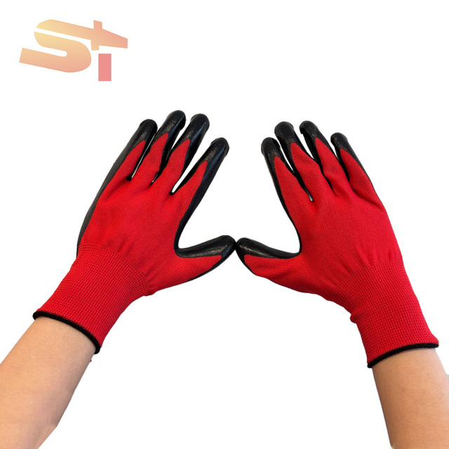 SIKE Safety Gloves Wear-resistant Wang Embossed Rubber Nitrile Butadiene clear Wrinkles Hanging Latex Construction Site Work