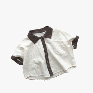 Camiseta de Manga Corta con Bloques de Color para Niños 2026, Estilo Coreano, Holgada, para Niños y Niñas, Ropa de Moda Infantil - Product Image 4