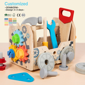 EDULAND OEM ODM Table d'atelier 3-en-1 en bois pour enfants, jouet éducatif écologique et non toxique pour les 2-6 ans, avec écrous - Product Image 2