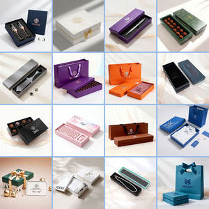 Boîtes cadeaux de luxe en carton rigide avec <span class=keywords><strong>film</strong></span> de lamination brillant, couvercle et base amovibles, pour foulards, bougies, sous-vêtements, avec emballage et autocollant - Product Image 4