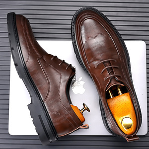 รองเท้าหนังลำลองสำหรับผู้ชายสีน้ำตาลพื้นนุ่มรองเท้าออกซ์ฟอร์ดสำหรับใส่ทำงานสำนักงานอาชีพเยาวชนอายุ 18-40 ปี - Product Image 1