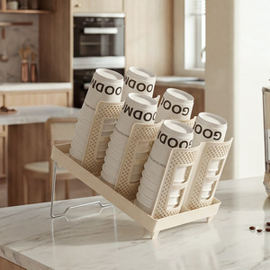 Support de tasses rotatif pour gobelets en papier, support de rangement avec couvercle, organisateur pour la maison et le bureau - Product Image 4