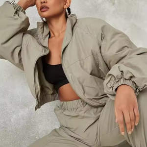 Vêtements de sport respirants de haute qualité pour femmes, veste en nylon à col montant et fermeture éclair, pantalon de jogging droit taille haute, collection automne - Product Image 2