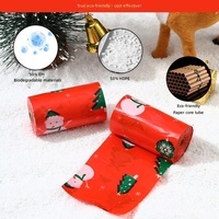 Sacs à déjections pour animaux de compagnie de Noël, rouleaux de sacs à déjections pour chiens, compostables, anti-fuites, design festif Père Noël flocon de neige, fournitures pour animaux de compagnie en gros