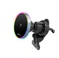 Support de téléphone portable magnétique pour grille d'aération de voiture, réglable, avec lampe RGB et chargeur sans fil rapide 15W pour iPhone 17 16
