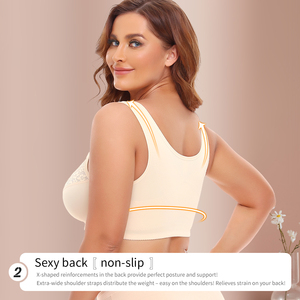 Sexy Plus <span class=keywords><strong>Size</strong></span> Push-Up-BH für Damen Nahtloses Design Front verschluss Volle Abdeckung Deep Cup <span class=keywords><strong>XXL</strong></span> XXXL 4XL 5XL Solid Bestickt - Product Image 5