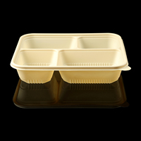 Boîte à lunch jetable écologique et biodégradable en amidon de maïs pour les repas à emporter, restaurant, bureau, pique-nique, 4 compartiments