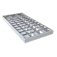 Jpungsun 2X2ft Plafond Encastré Grille Lumière 600*600mm Persienne Grille Lumière Montage 4x9w T8 Grille Fluorescent Luminaire