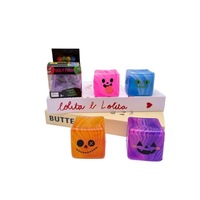 Cubes de sucre de malt d'Halloween, motifs visage de fantôme, paillettes, motifs de fruits, sequins, cubes d'Halloween, jouets souples anti-stress, vitrine