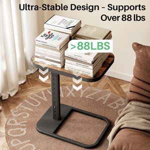 <span class=keywords><strong>Table</strong></span> de canapé TV réglable en hauteur avec plateau rabattable, coins arrondis en métal, <span class=keywords><strong>table</strong></span> à collation en forme de C, <span class=keywords><strong>table</strong></span> d'appoint pour manger ou poser un ordinateur portable - Product Image 6