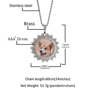 Custom Memorial Picture Brass Zircon Round Angle Flame <strong>Medallions</strong> Pendants Gold Plated <strong>Necklace</strong> Gift for <strong>Best</strong> Friend Girl - Product Image 6