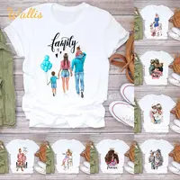 Mom & Me Mother Mama Summer Printing T-Shirt Cartoon Graphic Family Matching Tops Womens Tees T Shirt