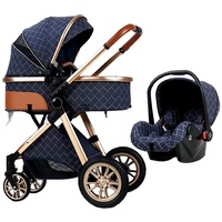 Poussette de luxe européenne à roues en caoutchouc pour bébé 3 en 1 poussette pliante multifonctionnelle poussette pour enfants avec siège auto landau pour bébé