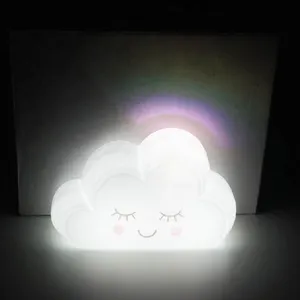 De plástico de forma de nube LED de luz de la noche con el proyector arco iris y emoción icono de etiqueta para dormitorio casa Decoración