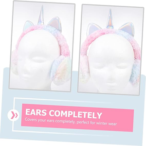 Couvre-oreilles chauds d'hiver super confortables et personnalisés, joli <span class=keywords><strong>bandeau</strong></span> résistant au froid pour enfants, <span class=keywords><strong>cache</strong></span>-oreilles en peluche licorne colorée - Product Image 4